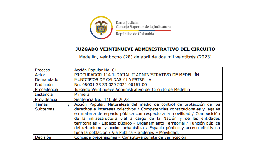 Sentencia No 110 de 2023